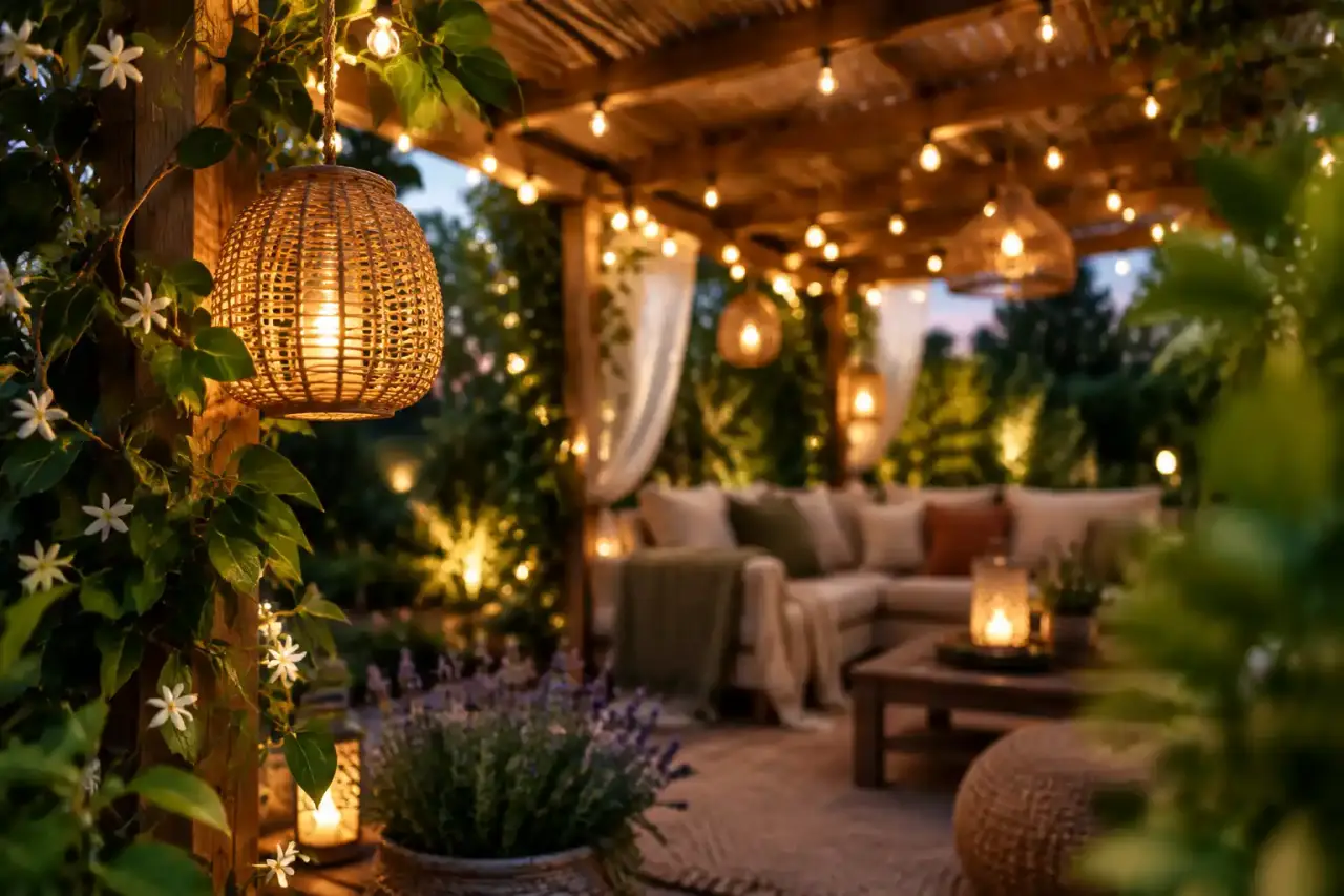 Décorer une pergola extérieure sans la fermer : créer un cocon lumineux