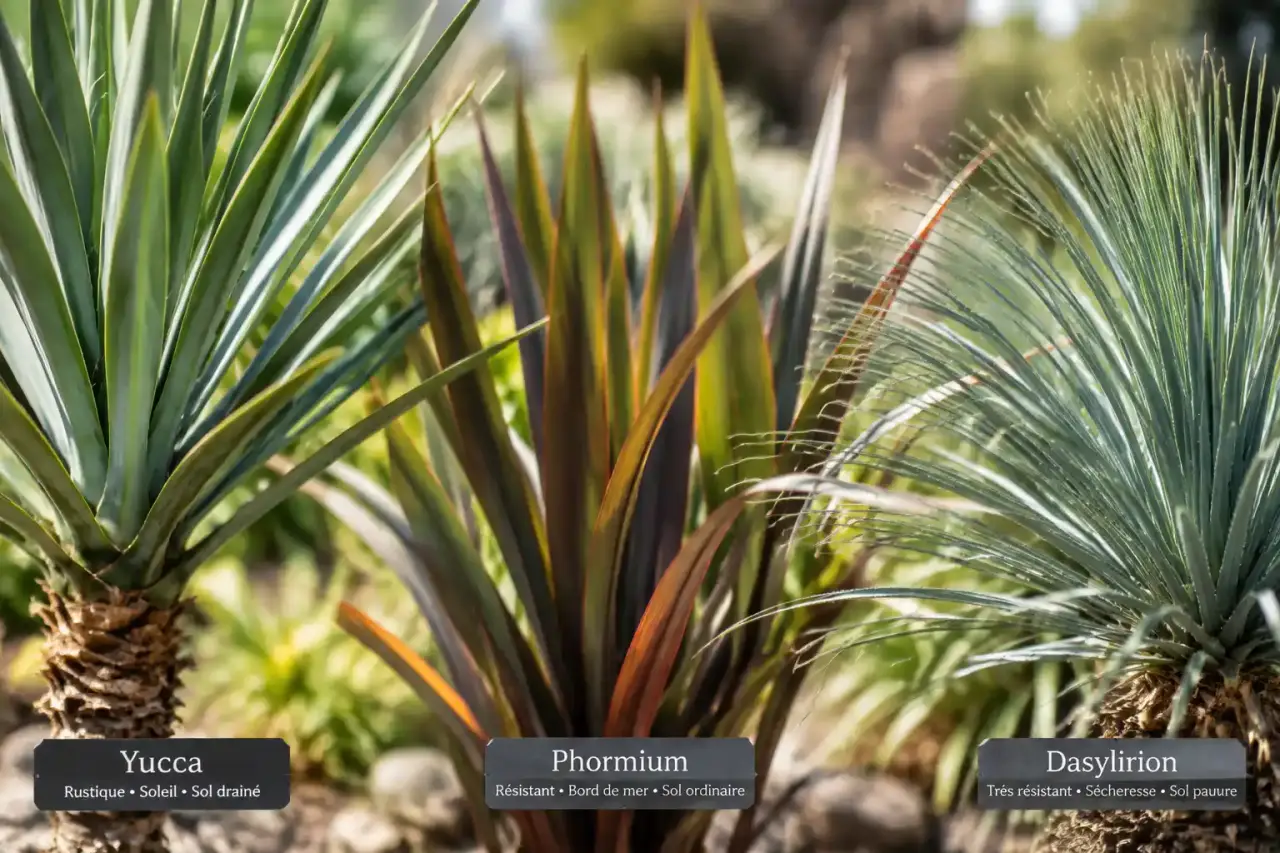 Yucca, phormium ou dasylirion : quelle plante à longues feuilles pointues choisir dehors ?
