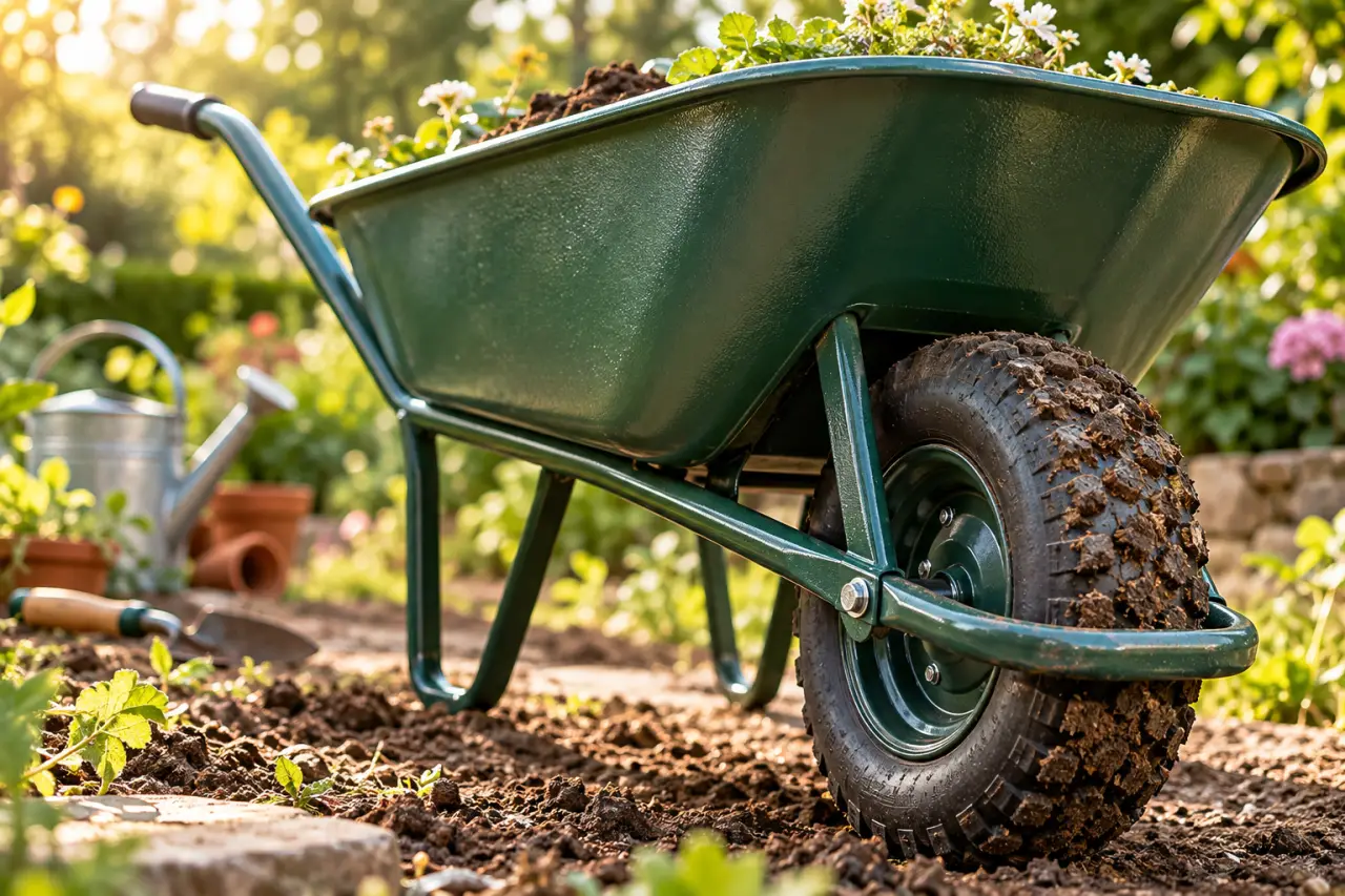 Brouette de jardinage : grande cuve ou roue adaptée, le choix dépend surtout du terrain