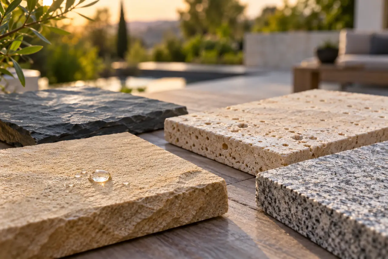 Pierre pour terrasse extérieure : le bon choix ne se joue pas seulement sur la couleur
