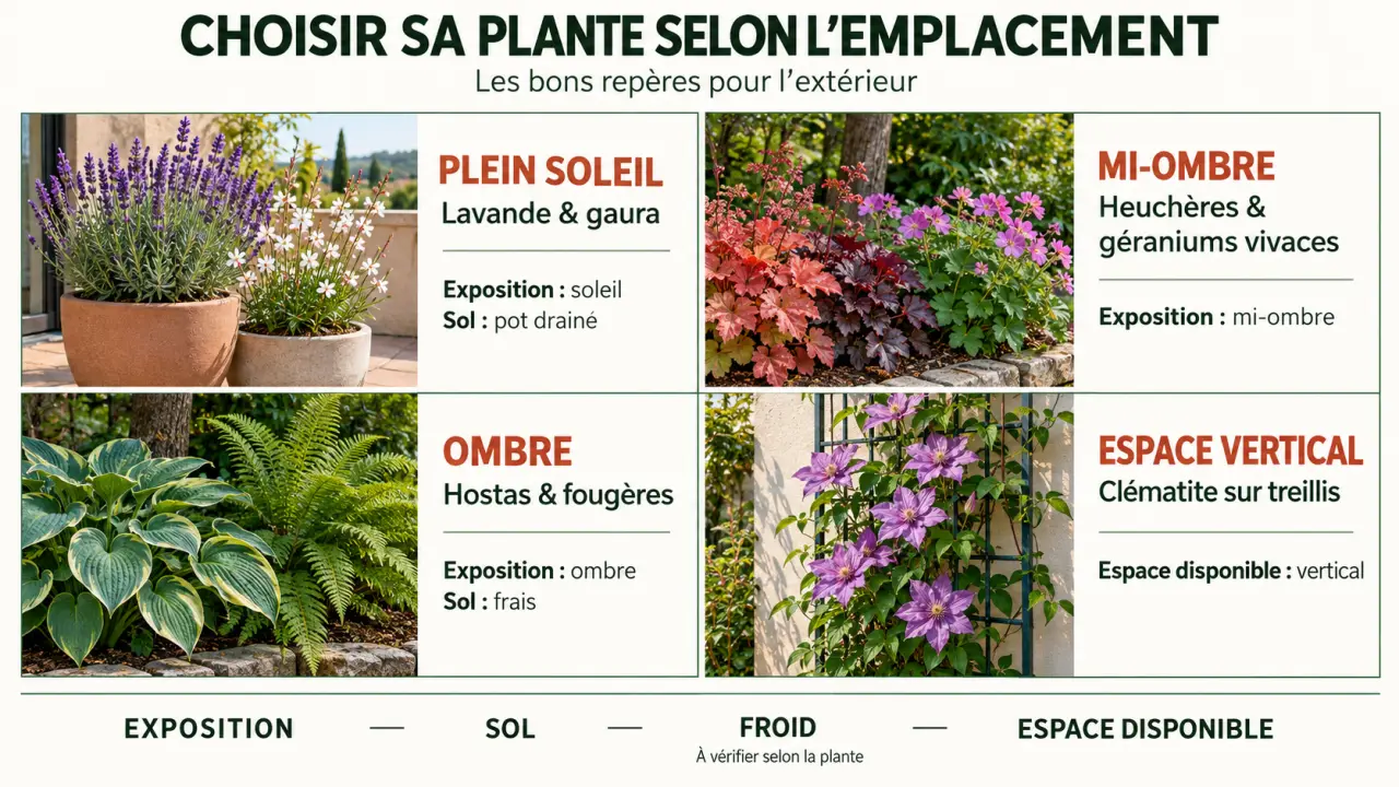 Plante d’ornement extérieur adaptée au soleil, à la mi-ombre, à l’ombre et à la culture en pot